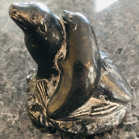 The Wolf Sculptures Accents The Wolf Sculptures Seal And Pup Soapstone Sculpture Euc Poshmark